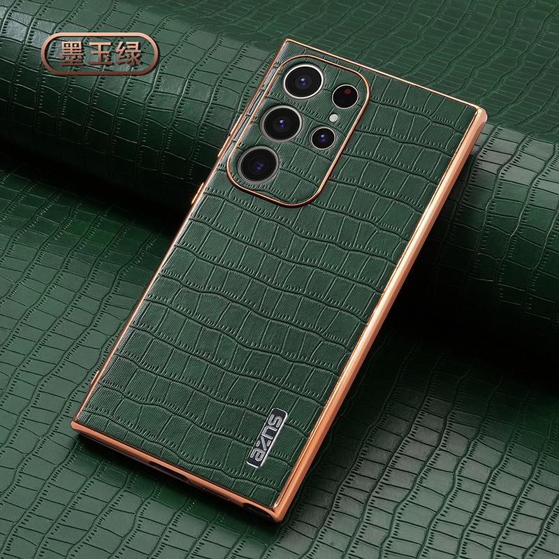 Applicable to Samsung s25 mobile phone case, new electroplated s23ultra crocodile pattern A36 personalized A56 business protective case