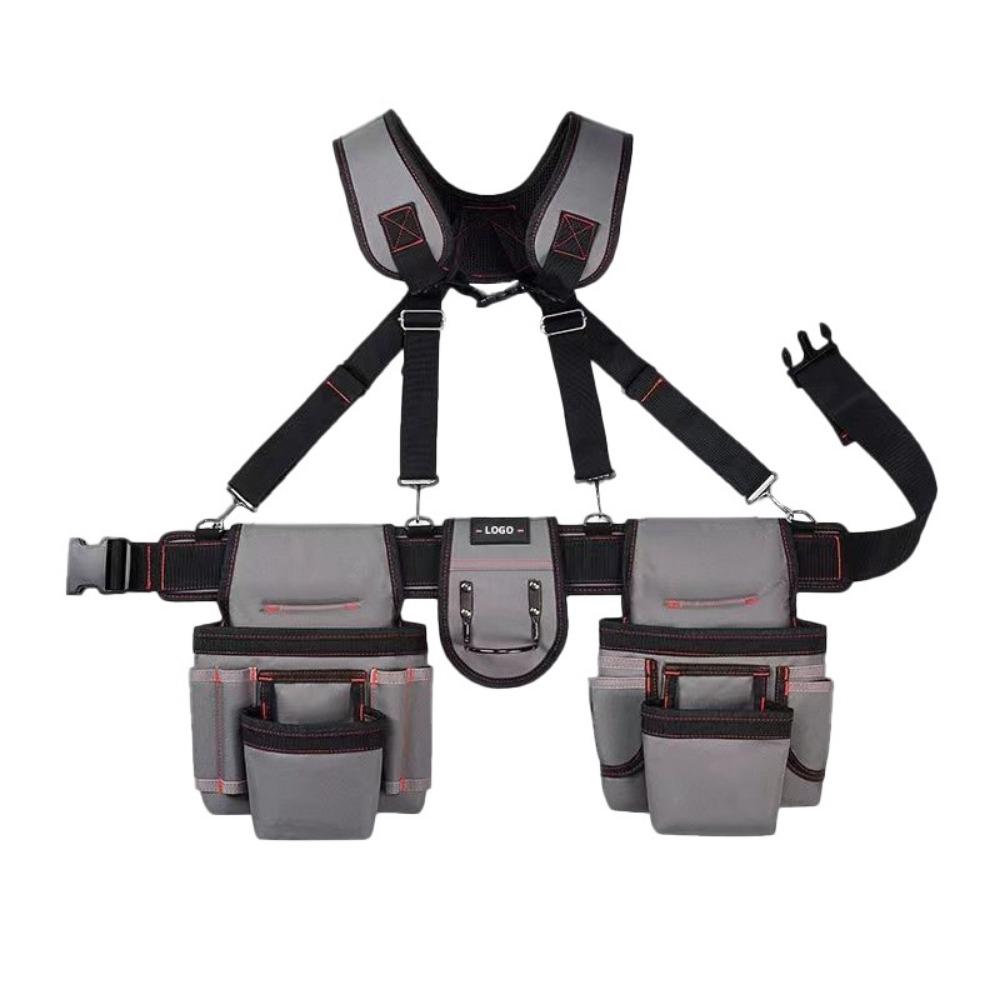 Double Shoulder Strap Electrician Tool Belt Adjustable Design Large Capacity Multi Functional Tool Belt Vest Type