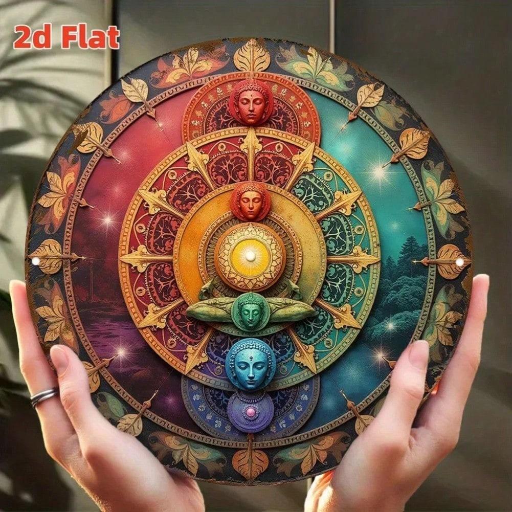 

Металева табличка Чакри Духовне настінне мистецтво Декор для студії йоги 20x20 різнокольоровий