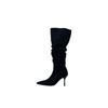 2025 autumn and winter new big tube heap boots pointed boots women's thin heel high boots high heel thick leg knee boots