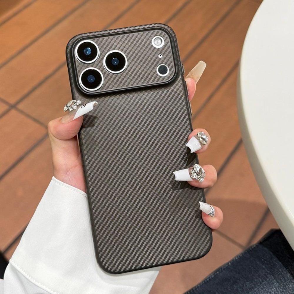 Transparent Carbon Fiber Pattern Case For iPhone 17 16 15 14 13 12 Pro Max 16E Ultra Thin Cooling Matte Slim Shockproof Cover