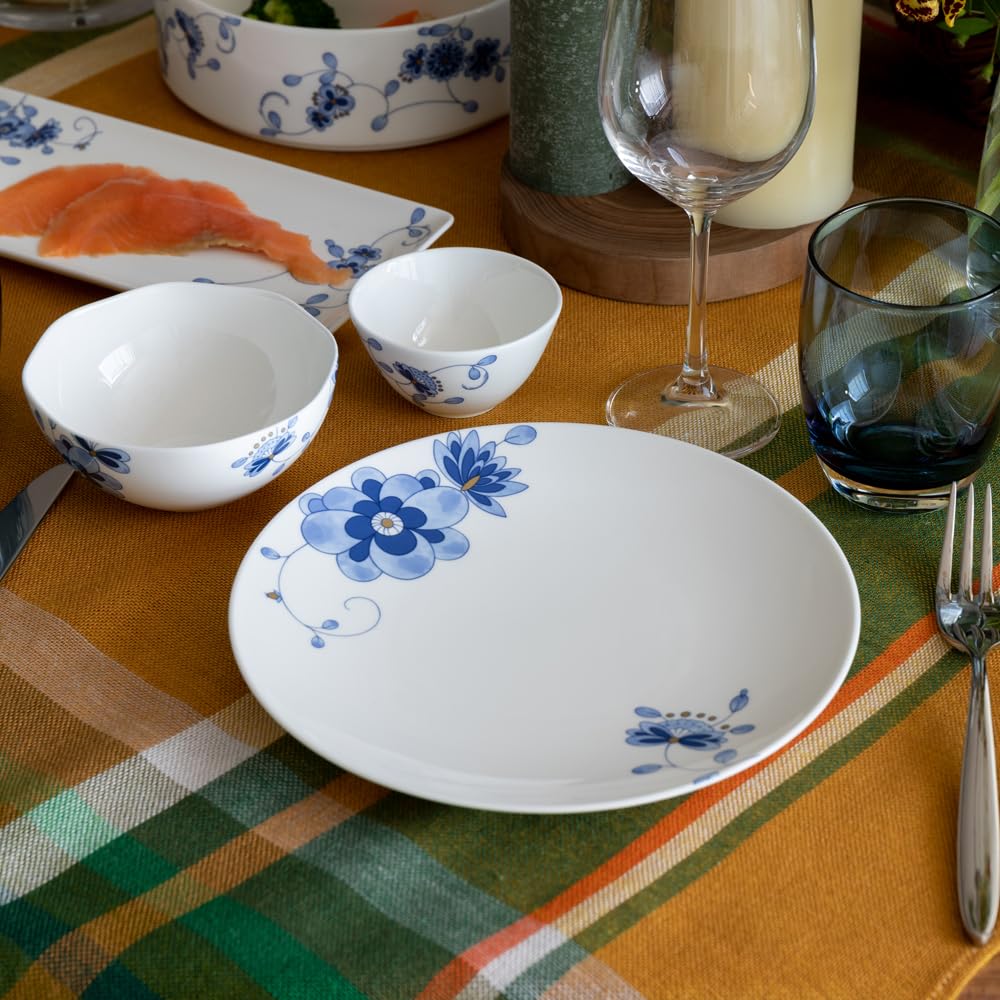 NARUMI Milano Duo Dinnerware Plum Wedding Gift Set, Blue, Floral, Two-Pattern Set, Blossom, Chintz-Style, Gift, Microwave-Safe, Dishwasher-Safe,