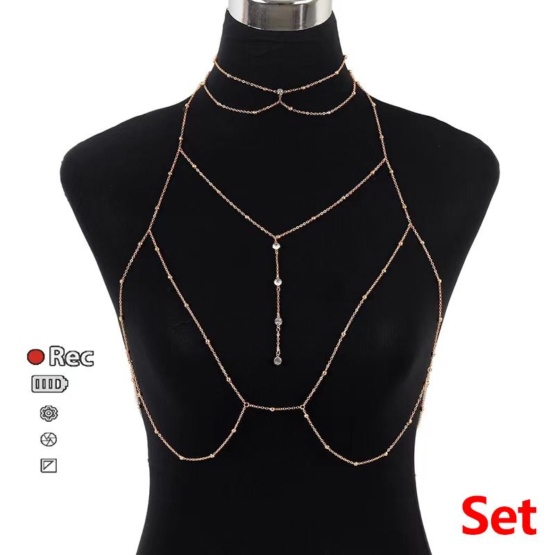 Sommer Sexy Brystkjede BH Bikini Metall Kroppskjede Smykker For Kvinner Strand Sele Kroppskjede Dekorasjon Smykker