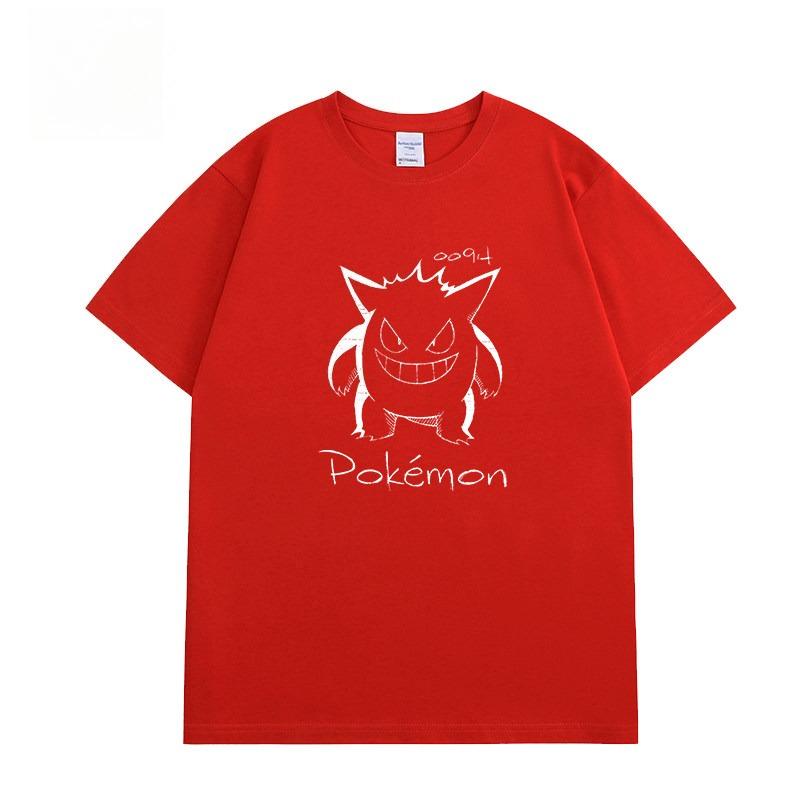 Pokémon Collaboration Tshirt  2026 Summer New Design  Sketch Style  Pikachu Gengar Mewtwo Eevee Short Sleeve Shirt Top