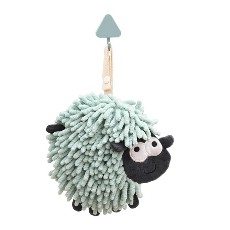 Uroczy Ręcznik Chenilowy z Kreskówkowym Barankiem - Super Chłonny i Szybkoschnący Wiszący Ręcznik Kula do Kuchni i Łazienki