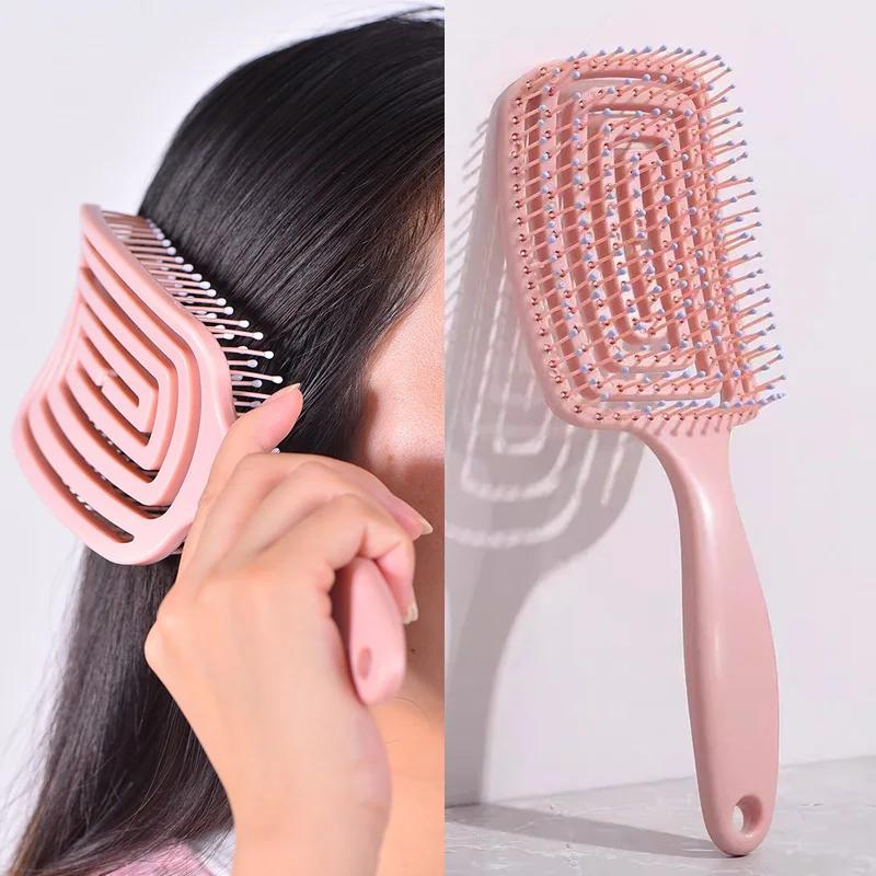 Scalp Massage Combs Hair Styling Detangler Fast Blow Drying Detangling Tool 1Pcs Elastic Massage Comb Hollow Out Hair Brush