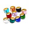 Titanium Steel Bold Gradient Ring Semi-Transparent Multi-Color Zircon Jewelry Edgy Stackable Everyday Accessories