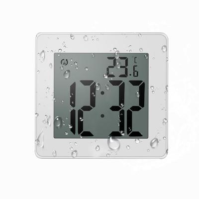 Mstar Home Bath Clock, Large LCD Screen, 24-Hour Time Display, Temperature Display, with Suction Cup (White)