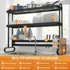 Kitchen Counter Dishrack with Utensil Holder Over Sink Dish Drying Rack Thickened Sink Rack for Draining & Storing Dishes