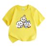 Kids Boys Girls 100% Cotton Crew Neck Short Sleeve T-Shirt, Cute Chibi Cartoon Three Friends Print Casual Soft Breathable Tee for Daily Play Wear, Lov