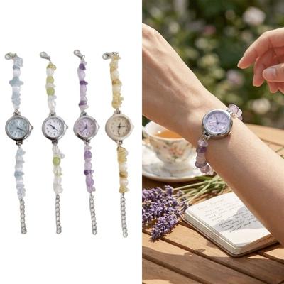 Beaded Bracelet Watch Dopamine Quartz Watch Fashion Bead Chain Watch  Women Girls