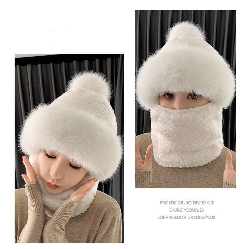 Buy 1PC Women's Plus Velvet Hat Neck Warmer Beanies Hat Scarf Set Cycling Hat Windproof Winter