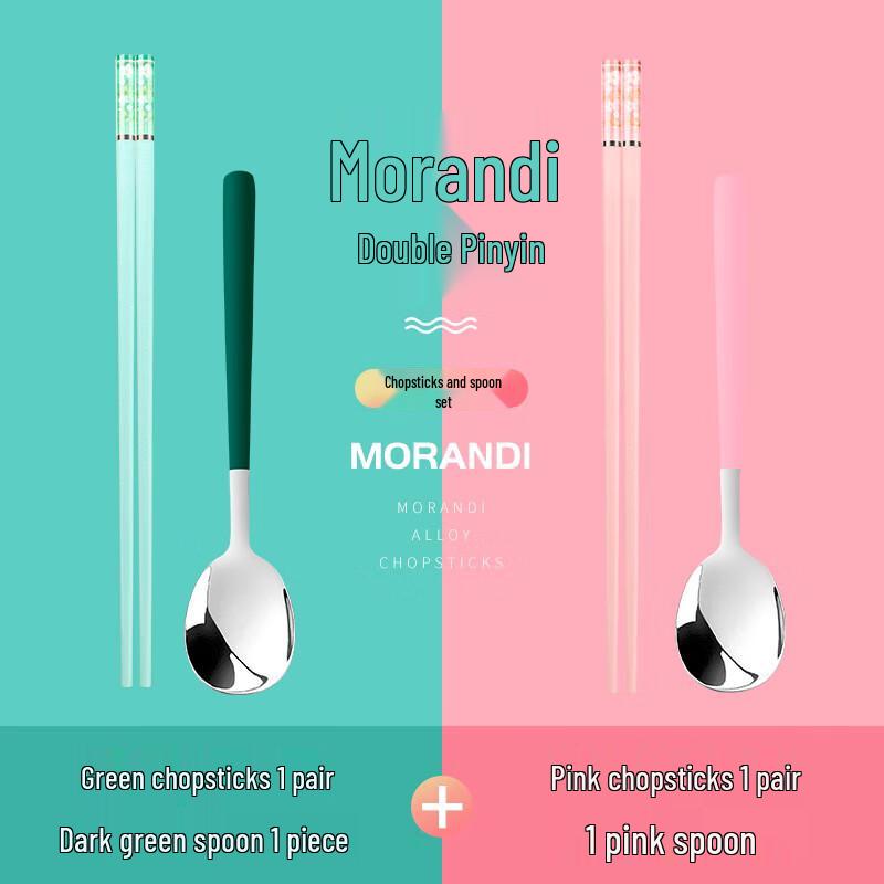 Japanese Couple Alloy Chopsticks & Spoon Set