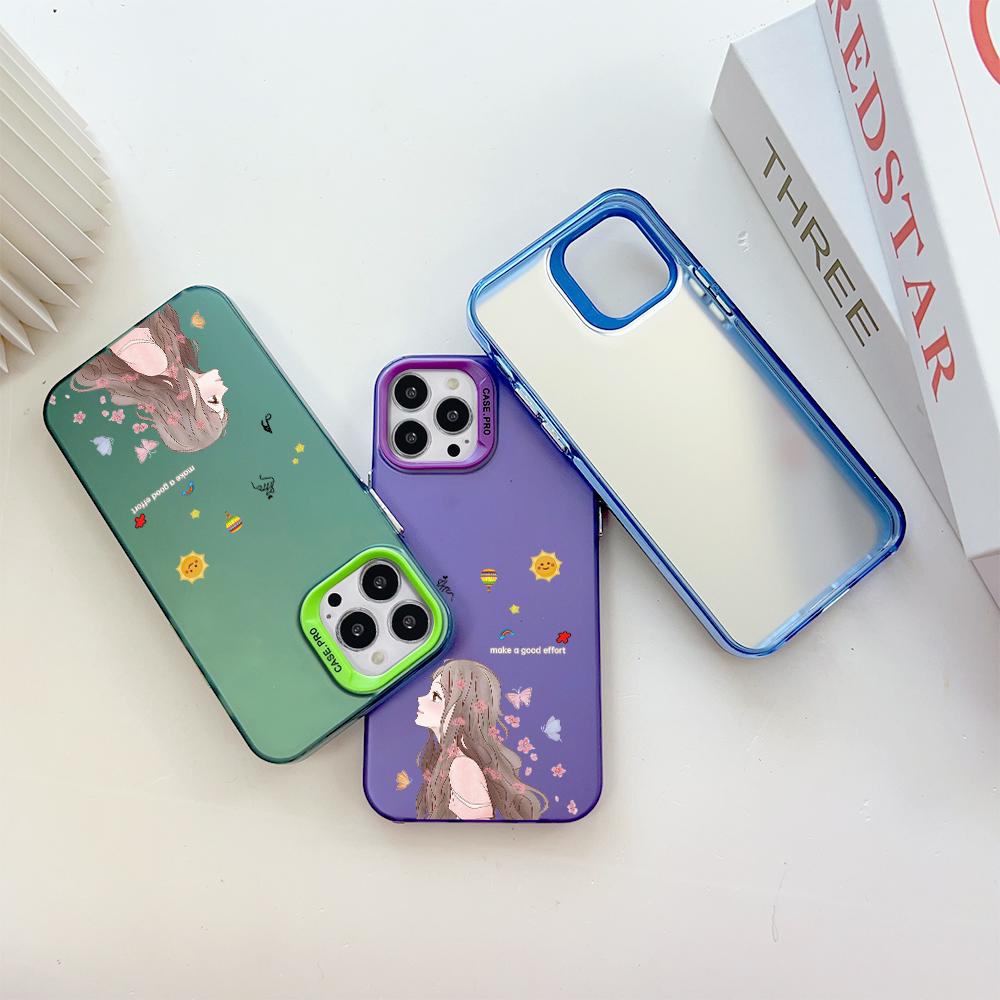 Fashion Colorful Sliver Double Sided Phone Shell Soft Edge Hard Case Full Cover Shockproof Phone Casing for Samsung A16 A55 Xiaomi Redmi 14C Poco C75