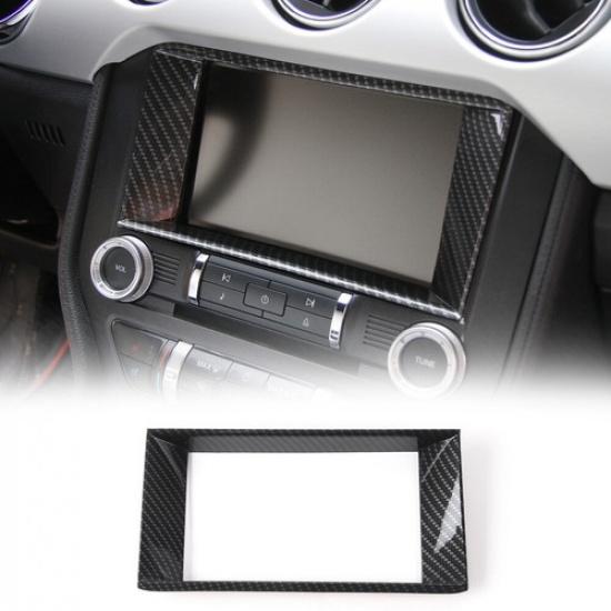 Dashboard Navigation Screen Frame Trim Cover For Ford Mustang 2015+ Carbon Fiber