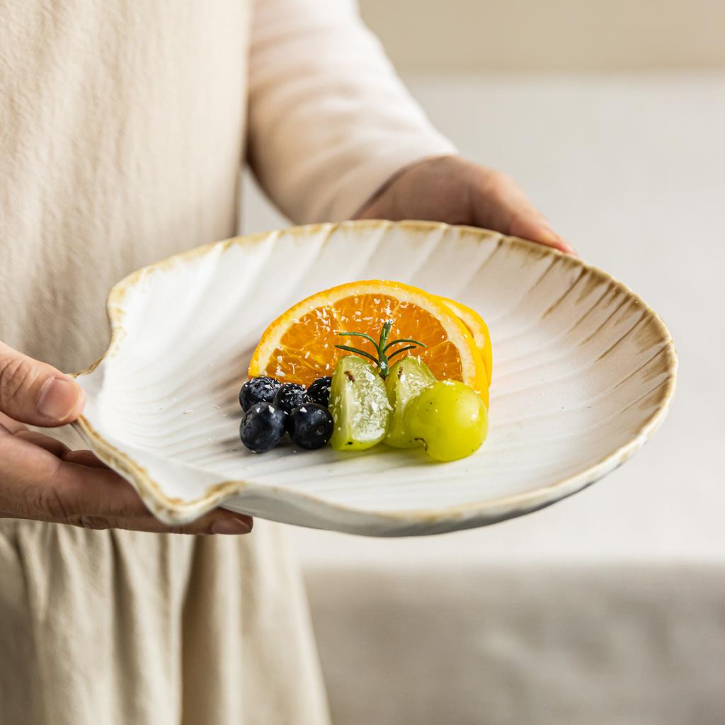 Creative Shell Special-Shaped Plate Tableware Restaurant Household Ceramic Plate Seasoning Plate Snack Plate Fruit Plate Salad Plate