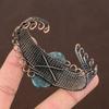 Natural Green Aventurine Gemstone Handmade Copper Wire Wrap Bangle Adj. H4d32
