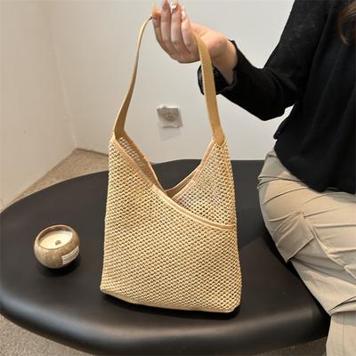Straw Bag, Fashionable Shoulder Bag, Personalized Versatile Underarm Bag, Ethnic Style Texture Woven Women'S Bag