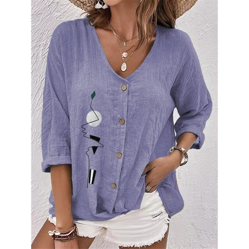 IHUASU Women's Fashion Casual Long Sleeve V-Neck Blouses & Shirts Elegant