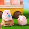 Mini Cute Funny Pink Pig Figure Car Dashboard Ornament Home Office Computer Desktop Room Piggy Doll Resin Craft Decoration