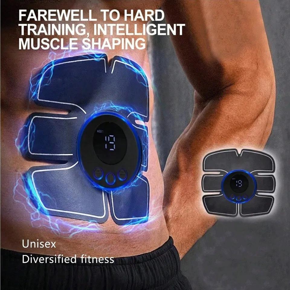 Abdominal Muscle Massager EMS Fitness ABS Arm Training Patches Muscle Exercise Instrument Body Slimming Machine USB Charging Home Men Women