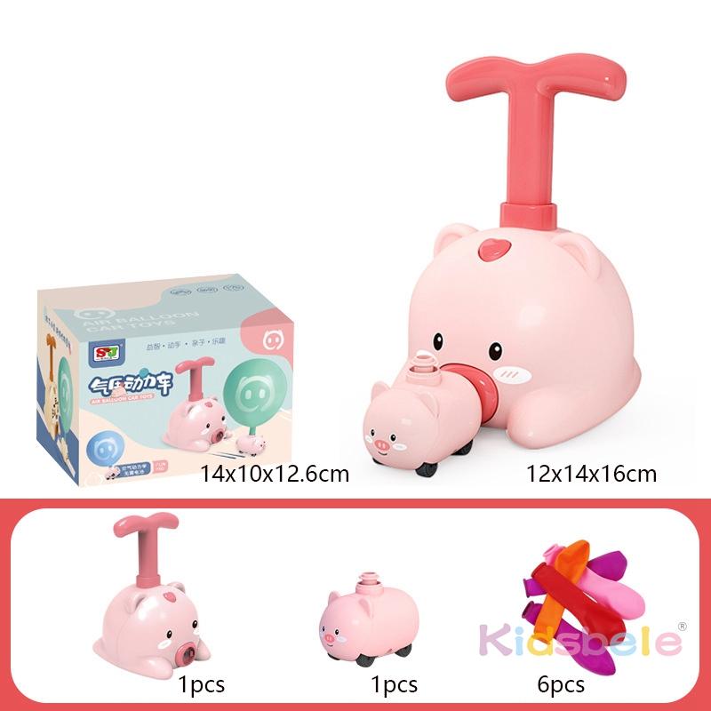 Indoor Outdoor Educational Toy Hand Pressed Air Powered Compressed Balloon Car Diy Toy Launcher Manual Pump Vehicle Party Gift