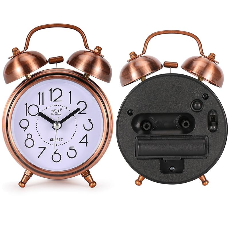 Alarm Clock Vintage Retro Silent Pointer Clocks Playing Bell Loud Alarm Clock with Light