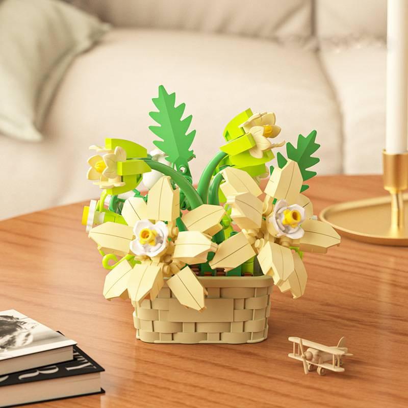 Puzzle Small Children Particle Building Block Flower Model Toy Rose Sunflower