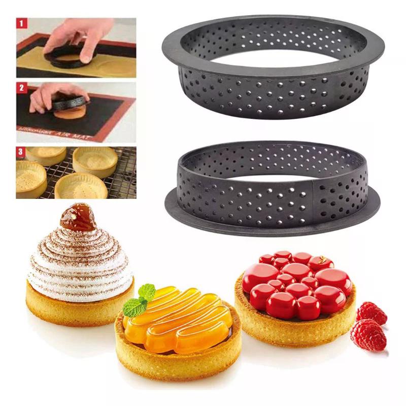 1pcs Perforated Plastic Tart Ring Circle DIY French Fruit Mousse Cake Dessert Molds Cutter For Kitchen Pastry Decorating Tool