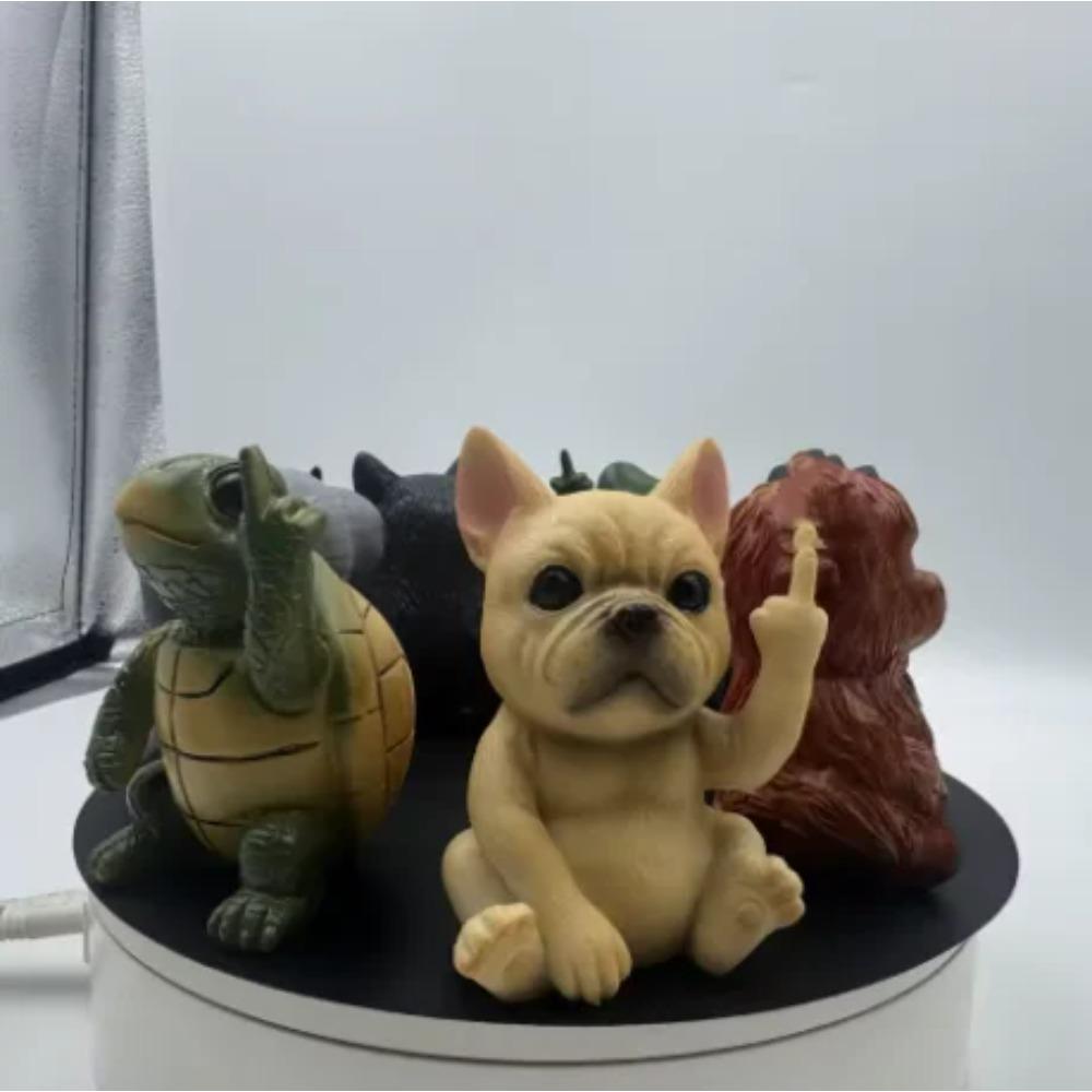 Novel Resin Animal Statue Mini Middle Finger Animal Ornament Model Frog Cats Handmade Art Decor Sculpture Table Decoration Gift