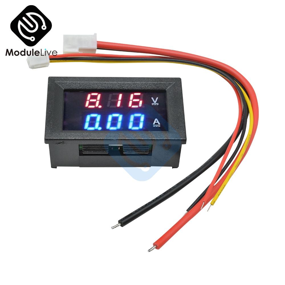 DC 100V 50A Voltmeter Ammeter Blue+Red LED Amp Dual Digital Volt Amp Meter Gauge+50A75mV FL-2 50A Shunt Voltmeter Car Module