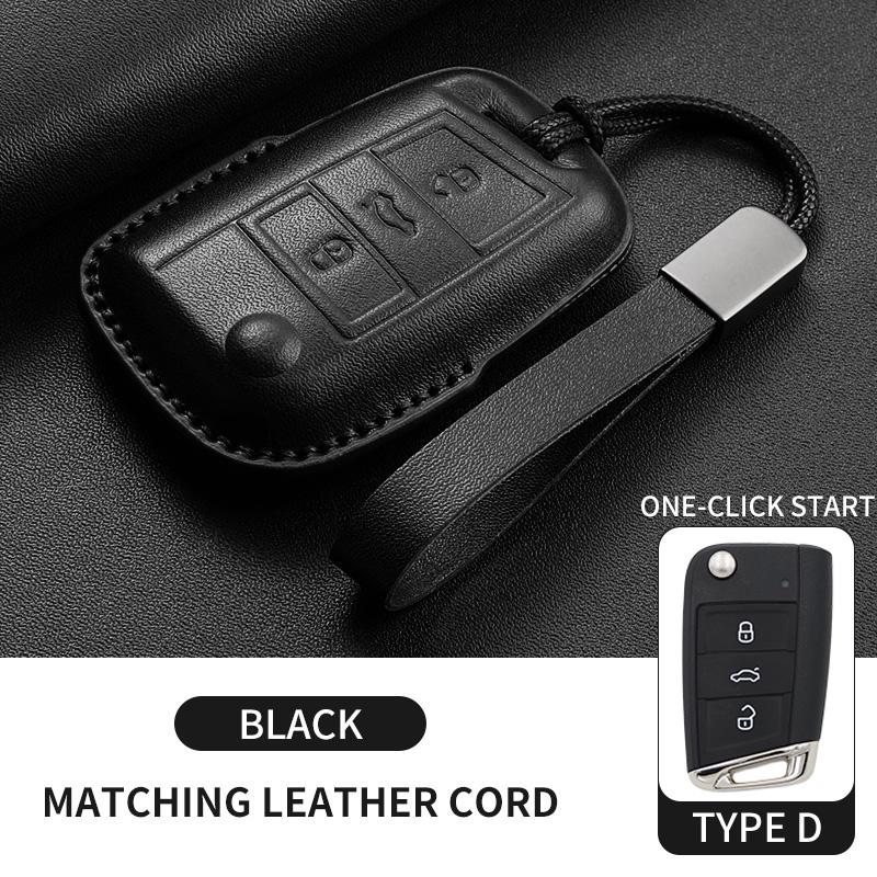 Leather Car Key Case Cover Shell Fob For Vw Volkseagen Passat B8 Magotan For Skoda Superb A7 Kodiaq Seat Protected Keychain Bag