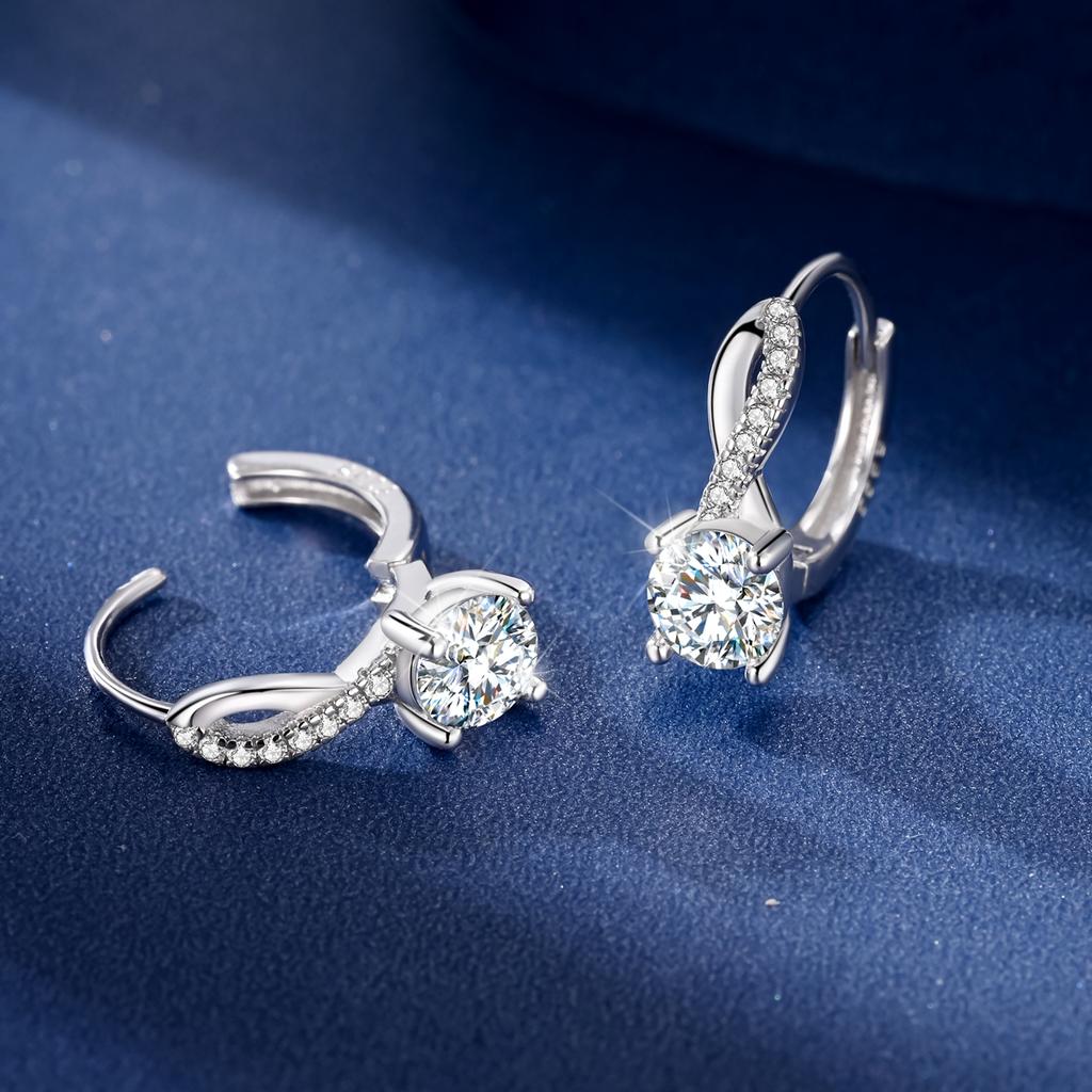 Celkem 1,0 karátu Moissanitové kruhové náušnice pro ženy Pravá měď Obalové náušnice Svatba Zásnubní Puzetové náušnice Jemné šperky