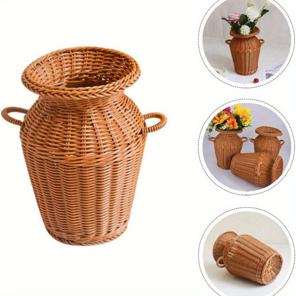 1An Imitation Rattan Vase Tall Cane Flower Vase Vine Flower Pot Rattan Woven Vase Rattan Woven Vase Floor Vase Vase