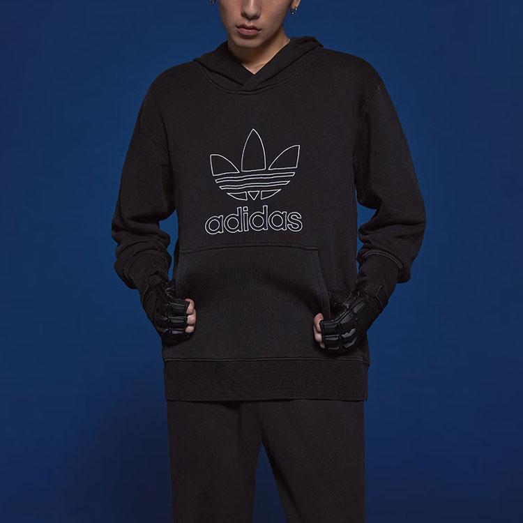 Adidas Moletom com Capuz Adicolor Outline Trefoil Preto Masculino Streetwear IU2373