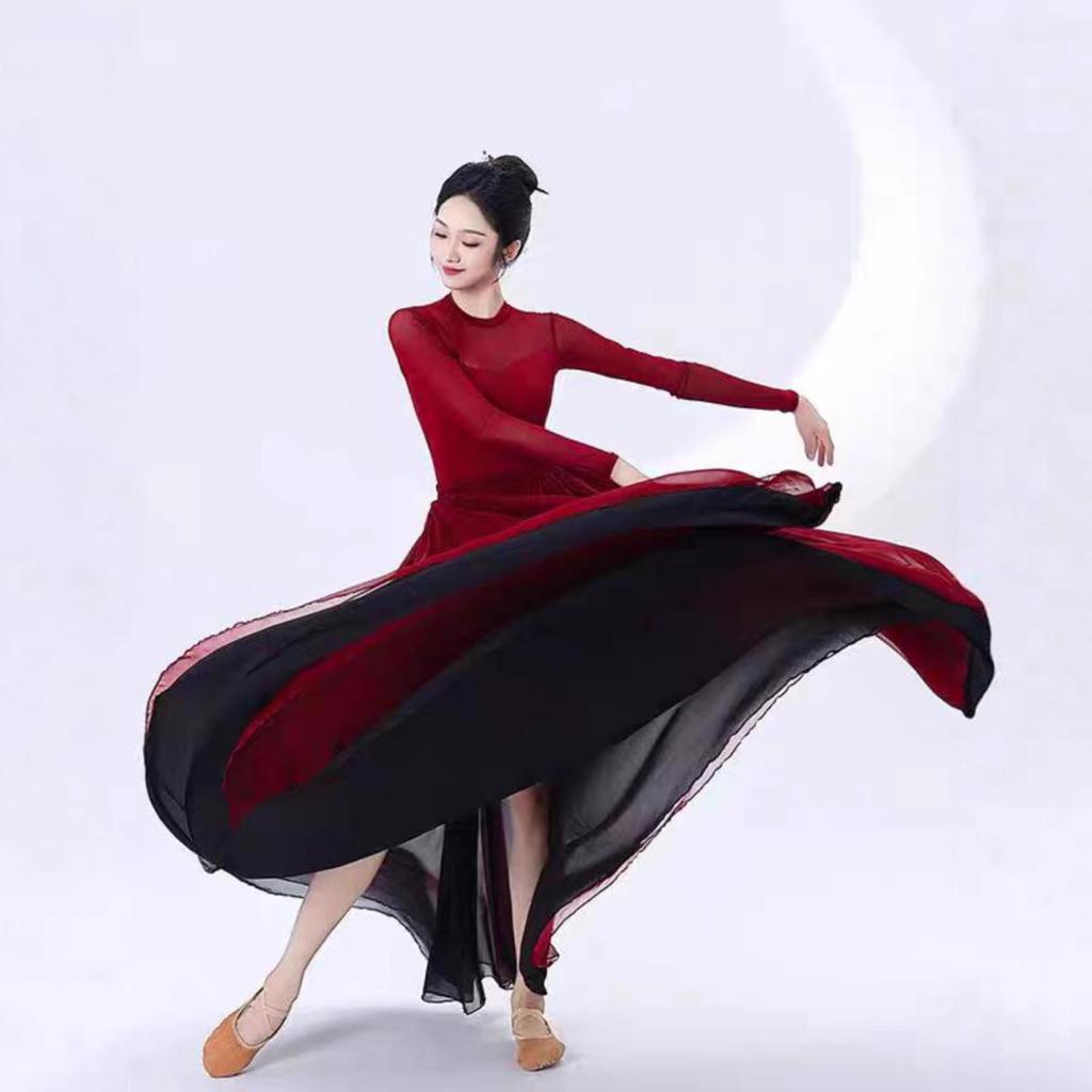Chinesischer Klassischer Tanz Fließender Gaze-Rock - Doppellagig 720° Schwung Performance & Übungskostüm