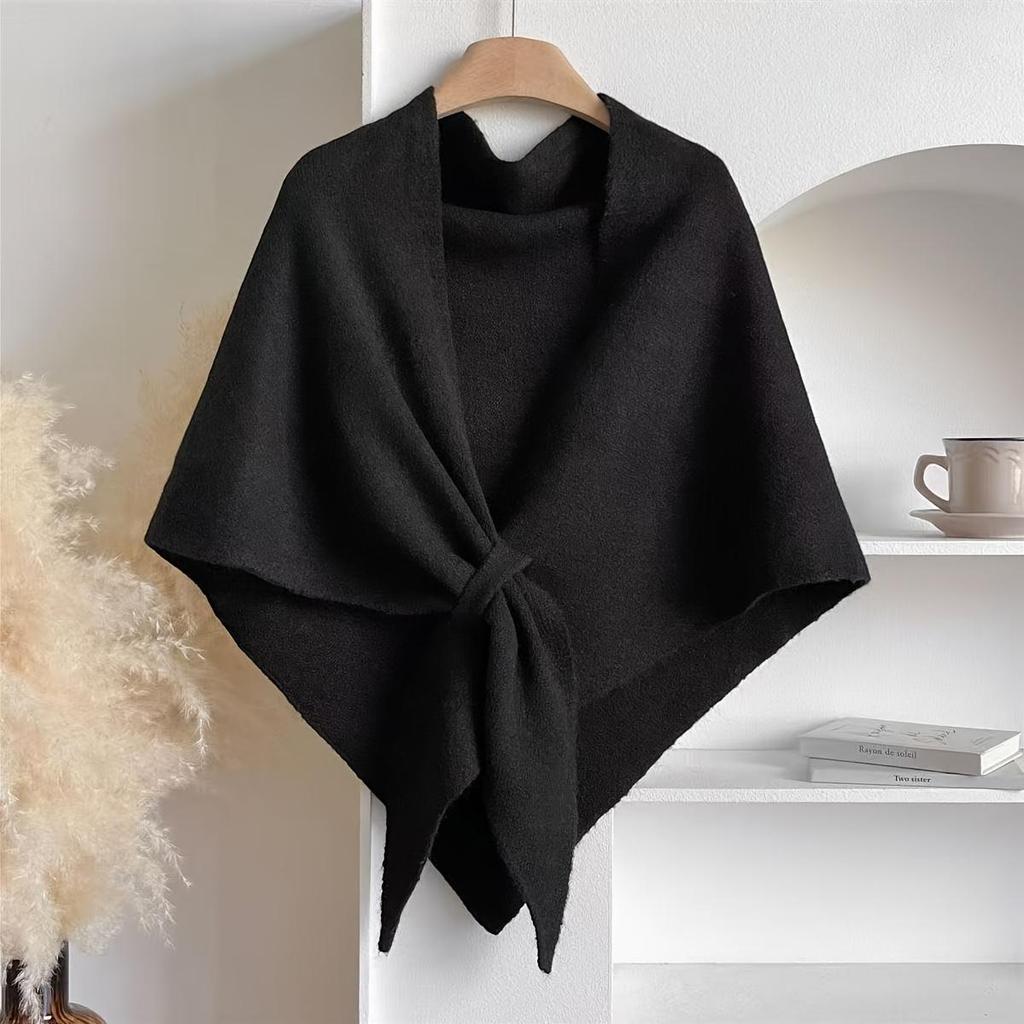 Damen Übergroßer Koreanisch Inspirierter Dreiecksschal & Cape - Elegant Einfarbig Winterliche Wärme, Weiche Wärme für Büro, Party