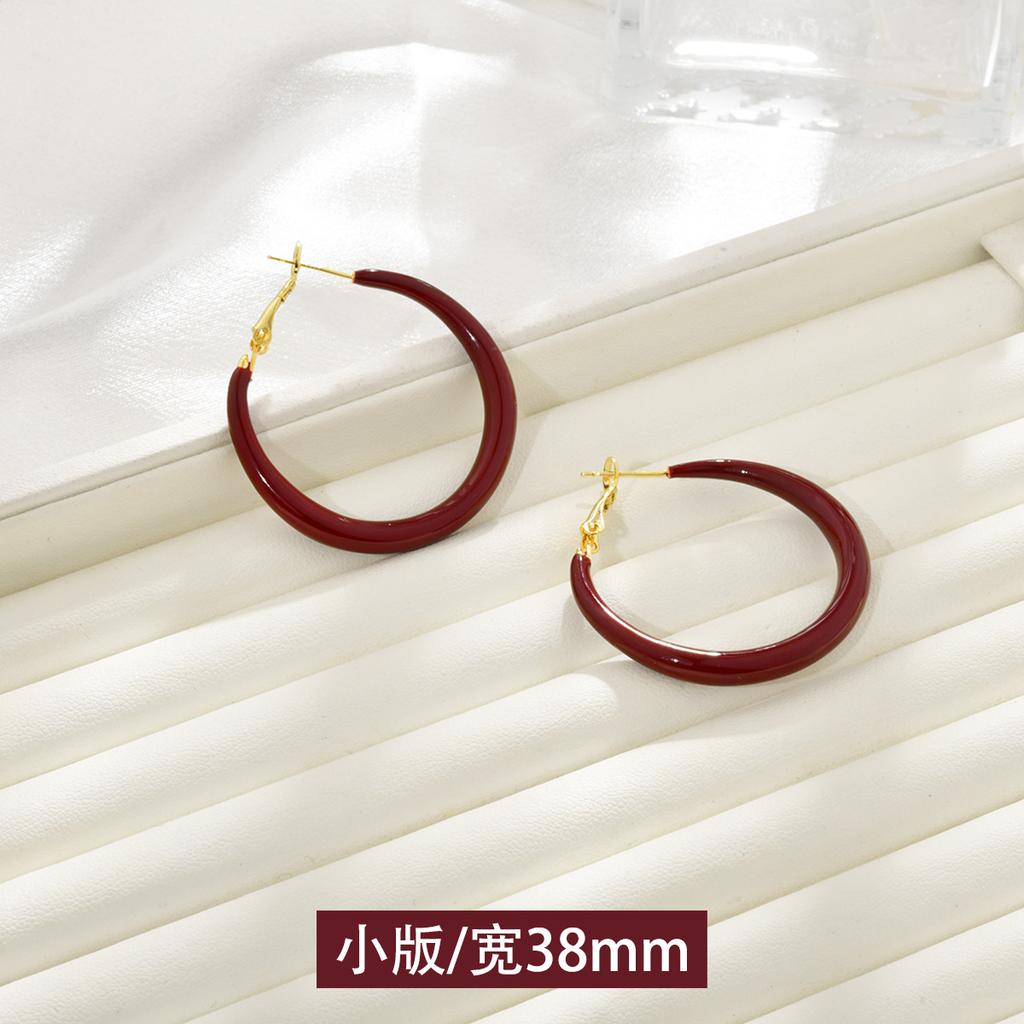 Autumn and winter new Ankola red big circle earrings exquisite trend atmosphere light luxury high sense fashionable earrings earrings