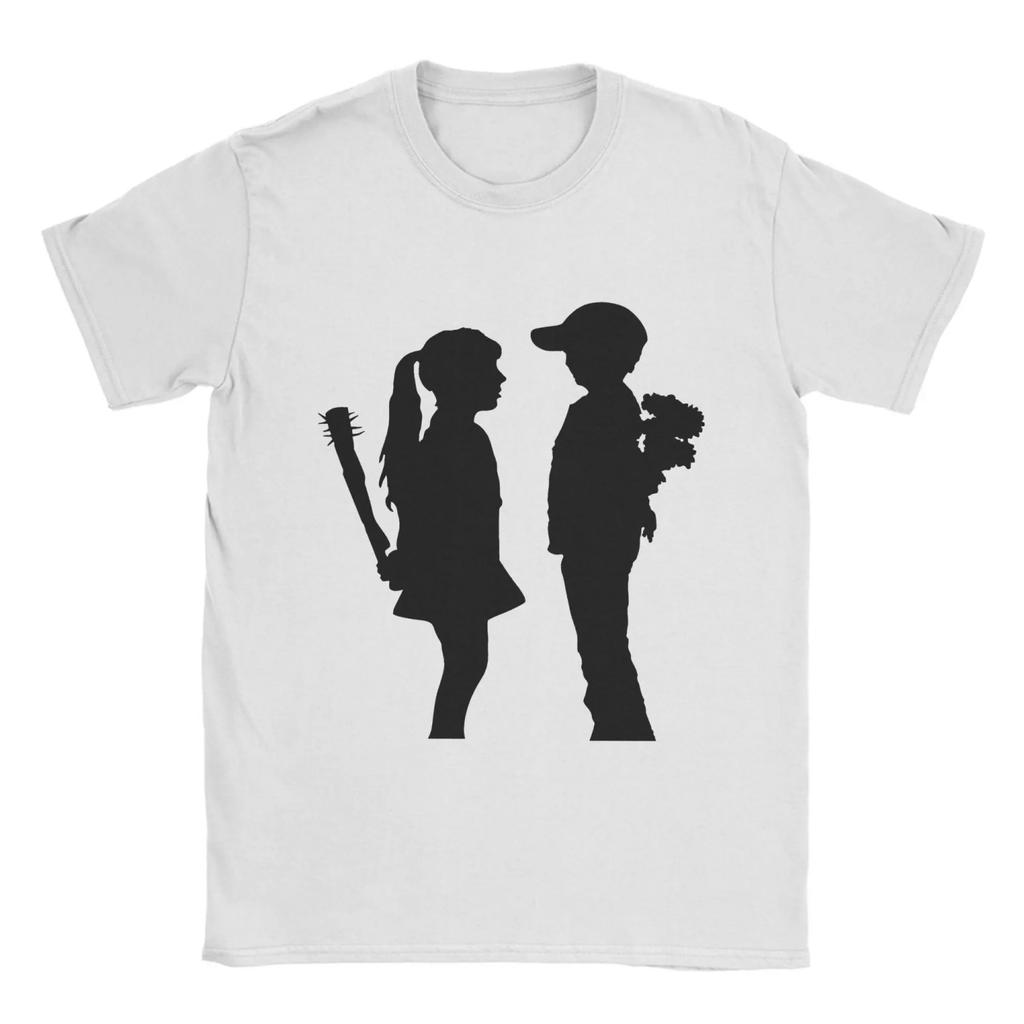 Banksy Ragazzo Incontra Ragazza! T-Shirt Uomo Puro Cotone T-Shirt Divertente Girocollo T-shirt Manica Corta Abbigliamento Classico