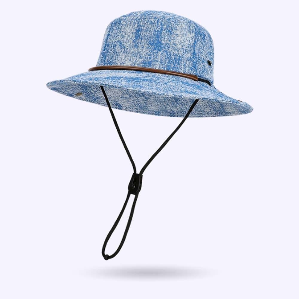 Drawstring Sunshade Cowboy Hat Breathable Fishing Cap Sun Cap Sunscreen Basin Cap  Camping
