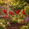 Grandma Memorial Tributes Red Bird Garden Stake, Metal Yard Art Hand Painted Lawn Flower And Ornament for Patio Pathway Site Stake