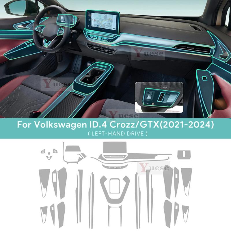 For VW Volkswagen ID.4 ID4 CROZZ GTX X PRO Accessories Interior Thin Film Transparent TPU Protective Film Anti-Scratch Sticker