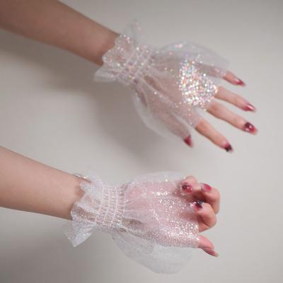 Fashion Accessories Glitters Arm Sleeves Shining White False Sleeve Cuffs Cuffs Sleeves Nails Photography Studio