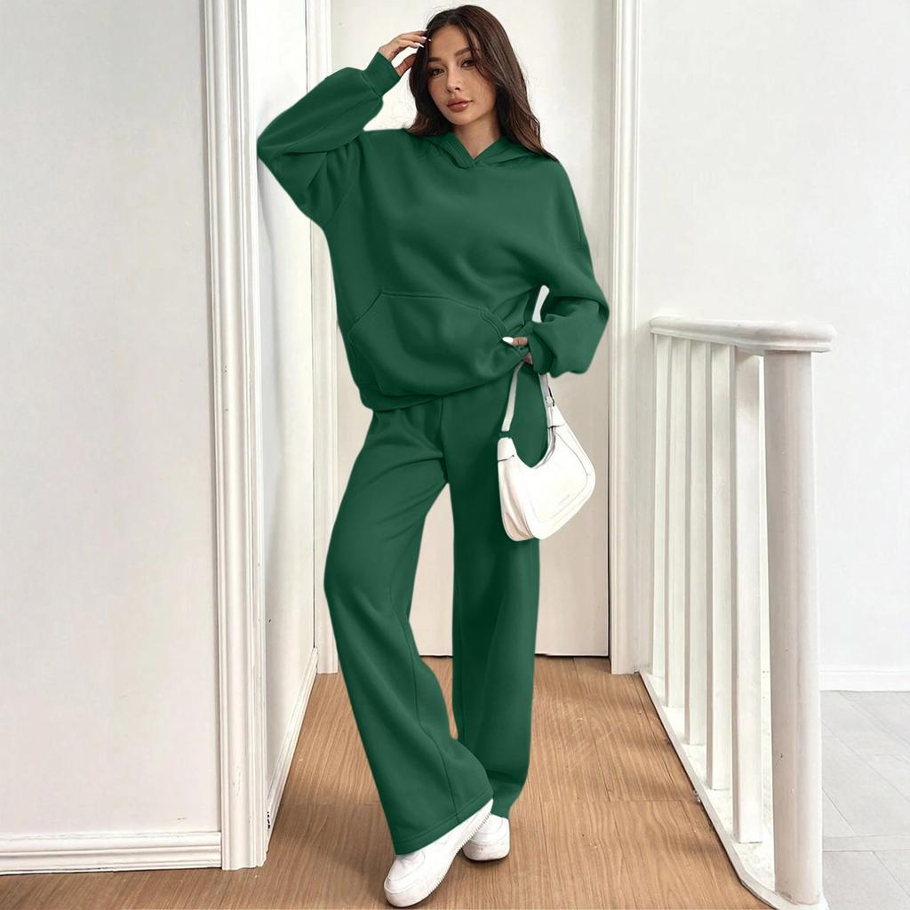 Women's Casual Warm Hooded Sweatshirt And Sweatpants /Winter Sports Set