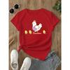Cute Hen and Chicks T Shirt Women Short Sleeve Casual Top Funny Farm Animal Graphic Everyday Wear