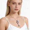 Gothic Moonstone/Black Stone Pendant Necklace With Skull Key Charm For Women Trendy Jewelry Accessory