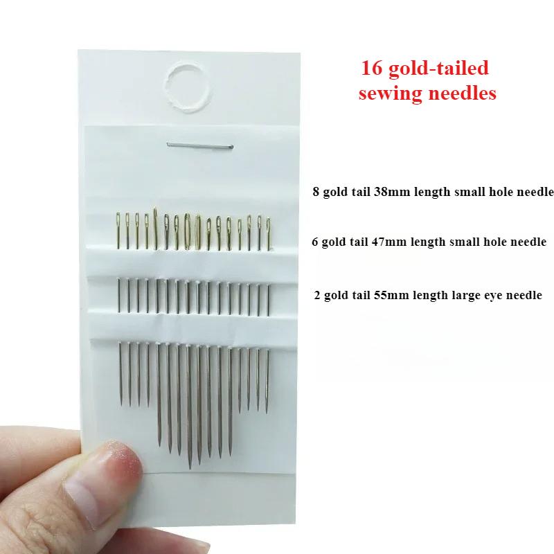 High Quality Sewing Needles 16pcs Gold Tail 3/9 Multi Purpose Hand Sewing Needles Household Fine Carbon Steel Hand Sewing Needle