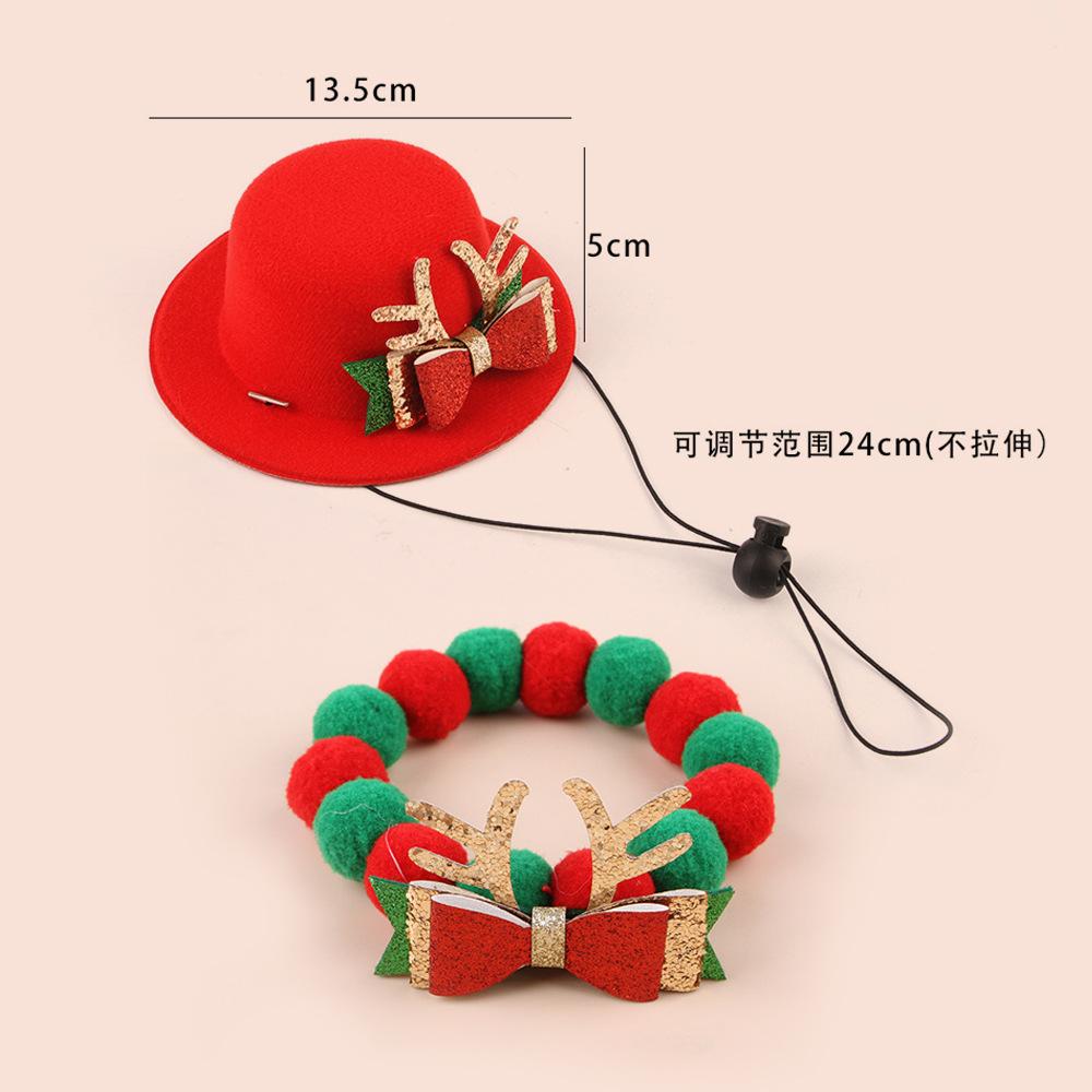 Pet Christmas Hat Scarf Set Accessories with Christmas Kitten Scarf Cat Christmas Hat Set