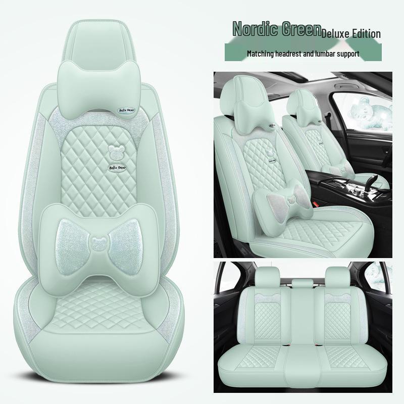 Universal Full Leather Car Seat Cover – All-Season, Cute Design, Full Surround Fit