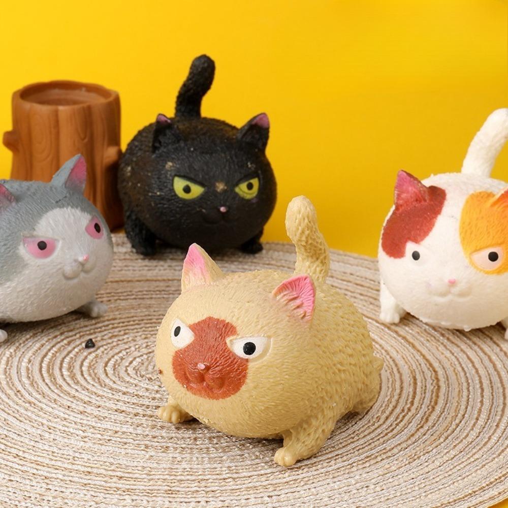 Creative Soft Rubber Angry Cat Tofu Squishy Ball For Adult Office Break Road Trip Daily Portable Stress Relief Vent Accessory